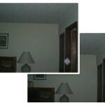This picture was taken in Rita and Gary's bedroom.  As you can see in the top photo, the orb was apparently moving while the photo was taken, creating the blurred affect.  The bottom photo; used for comparison, shows the orb is not present.